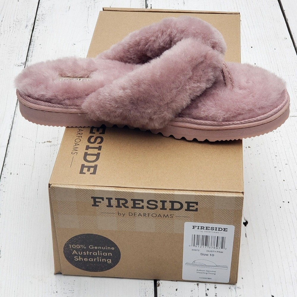 Fireside Fluff Flip Flop Dusty Pink Australian Shearling Women’s Sz 10 Slippers
